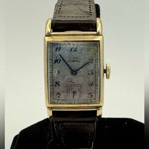 Vintage Elgin DeLuxe Mechanical Rectangle 10K Gold Filled Men's Watch w/ Box